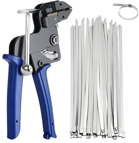 KabelbinderzangeZ Mit 200 KabelbinderZ,Edelstahl Kabelbinder Pistole,Edelstahl Kabelbinder Und KabelbinderzangeZ,KabelbinderZ Metall,Kabelbinderpistolen-Set Aus Metall Für KabelbüNdelung,Industrie