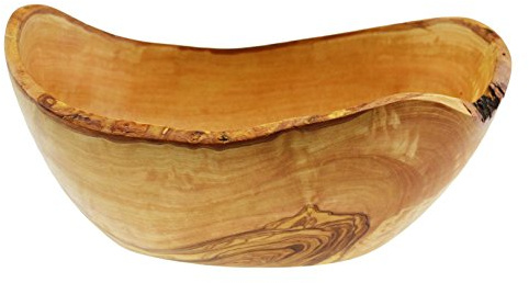 Olive Wood Ovale rustikale Schüssel für Salat/Obst, Holz, Getreide/Natur, 24 x 16 x 10 cm