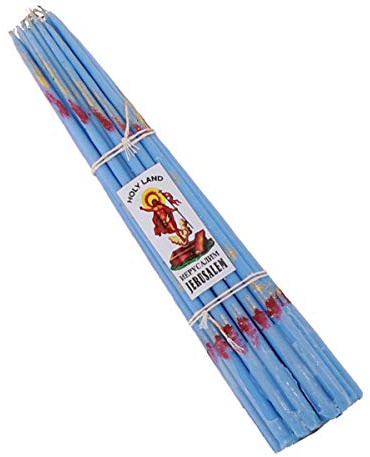 NKlaus Bougie d'autel Bougie rituelle Jérusalem 33 bougie bleu clair 39126