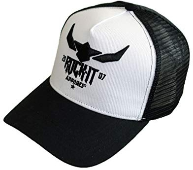 ROCK-IT Apparel Snapback Cap «07», Hombres Mujeres Unisex, Trucker Cap, Mesh, Talla única, tamaño Ajustable, Gorra de béisbol de Moda, Estilo Streetwear, Negro/Blanco