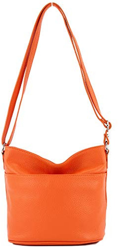 modamoda de T198 kleine Damen Leder Umhängetasche Schultertasche handmade in Italy, Farbe:Orange