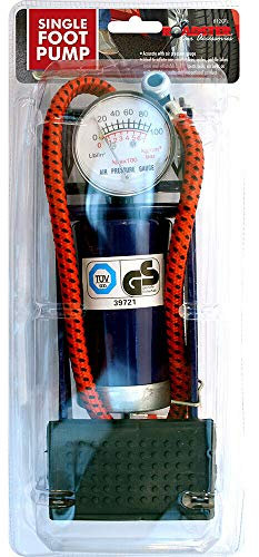 NEW SINGLE BARREL FOOT PUMP AIR INFLATOR CAR BICYCLE VAN TYRE PRESSURE GUAGE