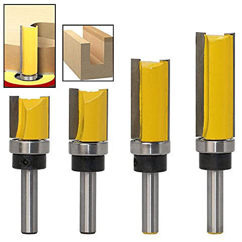 ASNOMY 4PCS 8mm Vástago Fresas de Ranurar Router bit Juego de Fresas para Madera con Diámetro de corte 19mm Fresas de Ranurar Cortador de Carpintería Cortadora de Madera Brocas para Fresadora