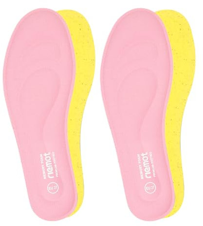 riemot 2 Paar Memory Foam Einlegesohlen für Damen Komfort Einlegesohlen Weich Schuheinlagen für Sneaker Arbeitsschuhe Stiefel für Sport Freizeit und Beruf,Rosa Gr.39