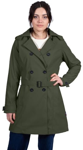 Breizh Ocean - Cerato Impermeabile CARNAC, Taglio Trench, Cappuccio Rimovibile - Donna - da XS a 3XL