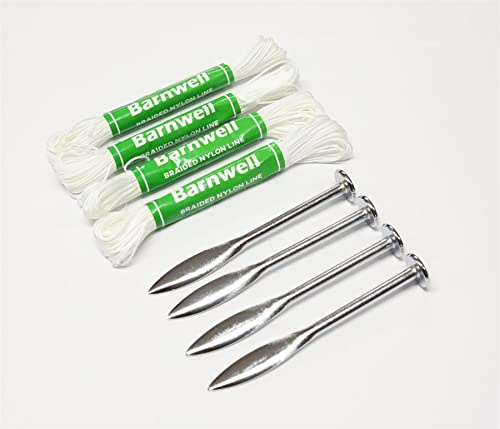 Barnwell 4 x Hanks of 18m Size A and 2 Pairs of line Pins Brick Masons Builders Line Made in UK