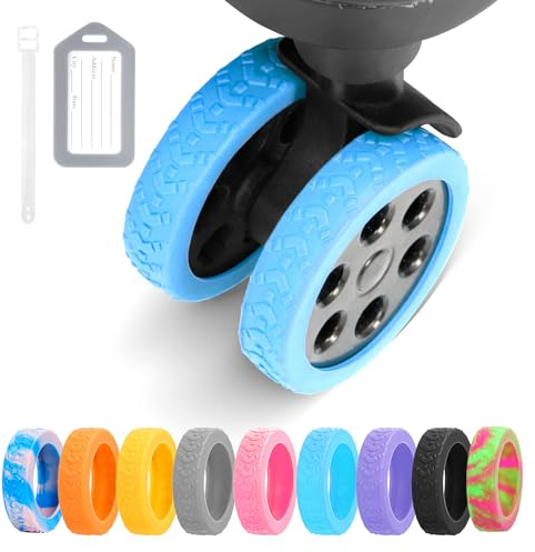 DIGIGRE Housse de protection en silicone 8 en 1, résistante à l'usure, anti-bruit, pour 8 roues pivotantes, bleu, 2.1 inches x 0.58 inches x 2.1 inches