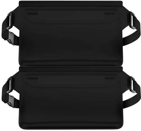 MyGadget 2X wasserdichte Taschen [ 22 x 15.5 cm ] - IPx8 Waterproof - Bauchtasche mit dreifach verschließbaren Verschluss & verstellbaren Gurt in Schwarz