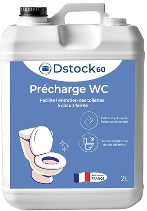 DSTOCK60-2 Litres Additif pour WC à circuit fermé - Additif bleu pour sanitaires de camping-car, caravanes et toilettes chimiques - élimine les odeurs, sans incrustations si dépôts adhérents – 2L