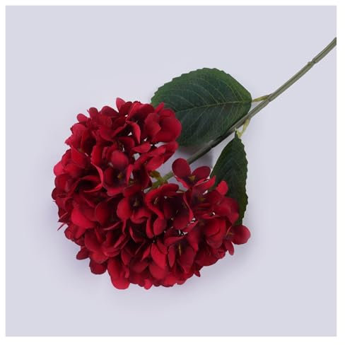 Vackra konstgjorda silkesblommor hortensia bukett för hemmafest bröllop vardagsrum dekorationstillbehör (vinröd)
