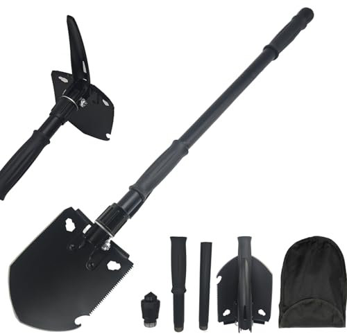 Pieghevole Pala 81.2cm, Pala da neve, Strumento Di Trincea In Acciaio Ad Alto Tenore Di Carbonio 50#, Pala Da Campeggio Pieghevole Militare,Portatile Vanga, Per Campeggio, Escursionismo, Attivit, Car