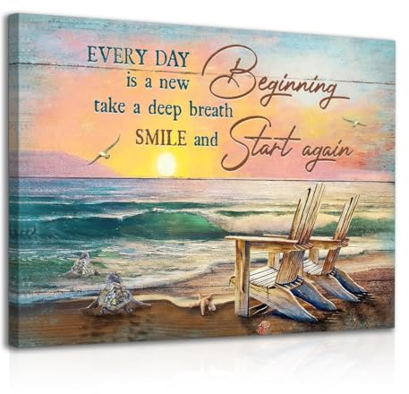 Dazzlewall Framed Vintage Beach Wall Art Decor Sea Turtle Picture, Motivational Quotes Wall Poster for Bathroom Bedroom Office Decor 12x16 in