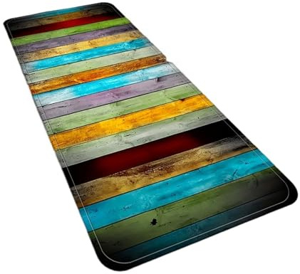 HWJFDC Alfombras Tapetes de Cocina de Grano de Madera Multicolor, tapetes Que absorben Agua y Aceite, alfombras for el hogar, felpudos Antideslizantes y antisuciedad, 1 ud.(50x80cm)