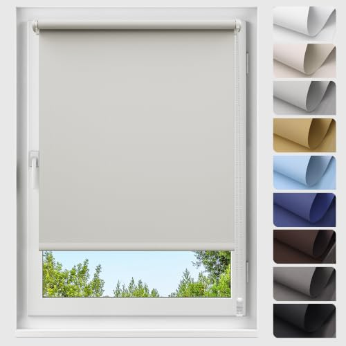Allesin Tenda a rullo oscurante Klemmfix senza Forare grigio 40 Lx 100A, Tenda oscurante da interno per finestre e porte, Avvolgibile termica isolante 100% Blackout, opaco, Protezione Solare