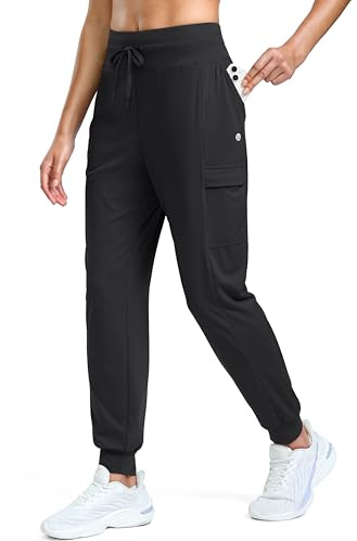G Gradual Joggers for Women 4 Pockets High Waisted Athletic Jogger Pants Soft Lightweight Sweatpants for Workout Running, Black, X-Large