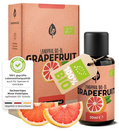 Landpark Ätherisches Bio-Öl Grapefruit – 30ml – Naturrein – Duftöl Grapefruit - Glasflasche mit Tropfenverschluss