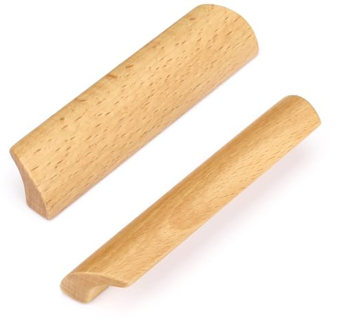 SYZOW 6 Stück Möbelgriffe aus Holz Schrankgriff Holzgriffe mit Schrauben Lochabstand 64mm (Holz)