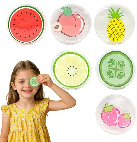 Cuscinetti Refrigeranti per Bambini,6 Pezzi Ghiaccio Gel Riutilizzabile | Cuscinetti Refrigeranti 7 X 7 Cm,Frutta,Impacco Freddo e Caldo per Denti del Giudizio Occhi Stanchi Rinfrescante
