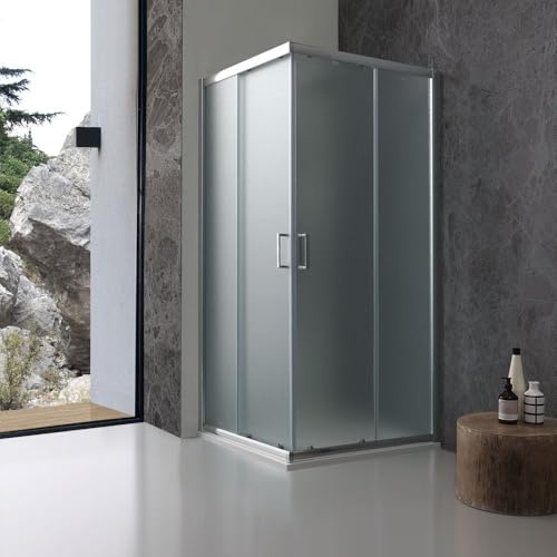 Kiamami Valentina - Cabine de douche carrée 80x80 cm mat effet peau d'orange 6 mm | Giada