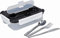 BUILT Lunch Box Bento a Tenuta Stagna con Posate in Acciaio Inox, Plastica, Nero/Bianco