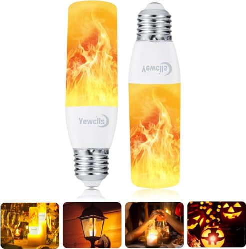 Yewclls Flammen Glühbirne E27 Flammeneffekt Licht, Flackernde Licht Effekt 3.5W LED Außenleuchte Flackerlicht für Halloween Haus Garten Bar Party Hochzeit Restaurant Valentinstag Deko (2 Packung)