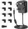 5V 3A DC Power Supply Adapter Charger, 100-240V 50-60Hz AC to DC 5Vdc 3A 2A 1.5A 1A for Baby Monitor Record Player Led Strip Light Massage Gun Power Cord, with 8 Tips.