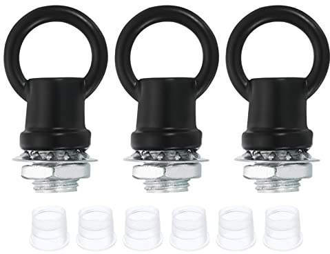 PATIKIL 8kg Load 14mm ID M10 Lamp Female Loop Holder, 3 Set Lifting Eye Nut Hook Ring Shape Structural Support to Chandelier Lighting Fixtures, Black