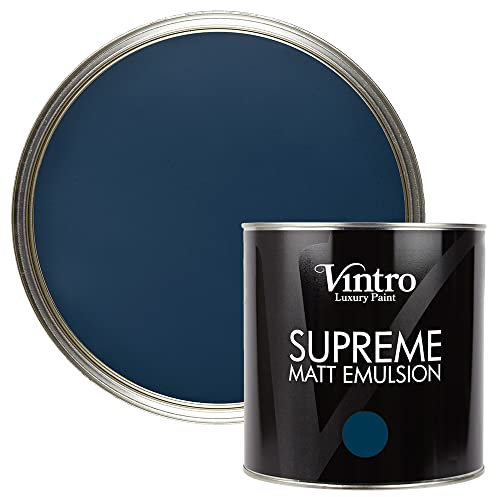 Vintro | Luxury Matt Emulsion | Smooth Chalky Finish | Multi Surface Paint | for Walls, Ceilings, Wood and Metal 2.5L (Navy Blue - Picasso Blue, 2.5 Litre)