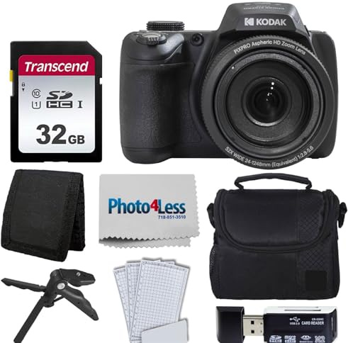 Kodak PIXPRO AZ528 Digital Camera (Black) Bundle with 32GB Memory Card + Camera Case + Memory Card Wallet + Screen Protectors + Accessories