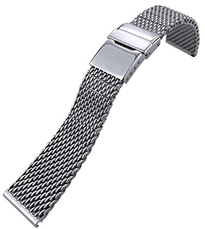 BONOOL 316L gewebtes Edelstahl 22mm 24mm Armband für Breitling Silber Uhrenarmband Faltschließe Armband