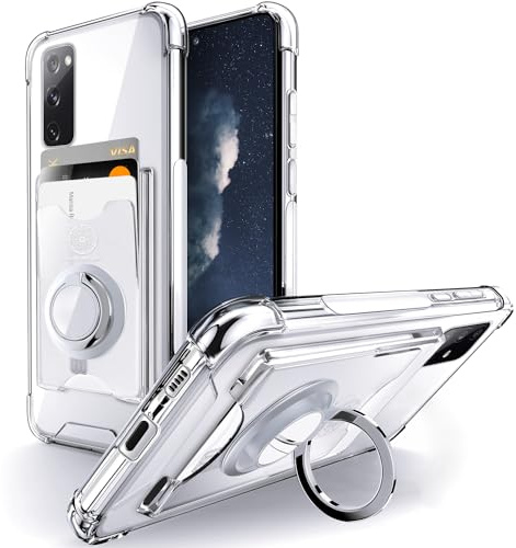 SHIELDS UP for Samsung Galaxy S23FE Case with Card Holder & Ring Stand. | Wallet Minimalist Case, Transparent Slim Shockproof TPU Bumper Cover for Samsung Galaxy S23FE - Clear