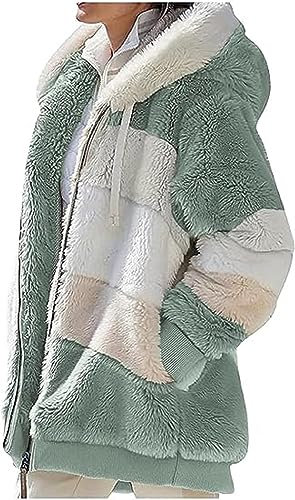 VNBUY Damen Mantel Kapuzenjacke Warm Winterjacke Mode Einfarbig Herbst Hoodie Pullover Oversize Sweatjacke Reißverschluss Plüschjacke Fleecejacke Oberteile Zip Sweatshirt Cardigan Outwear