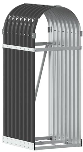 vidaXL Log Holder Firewood Rack - Galvanised Steel Wood Storage for Fireplace, Anthracite, 40x45x100 cm - Outdoor/Indoor Use