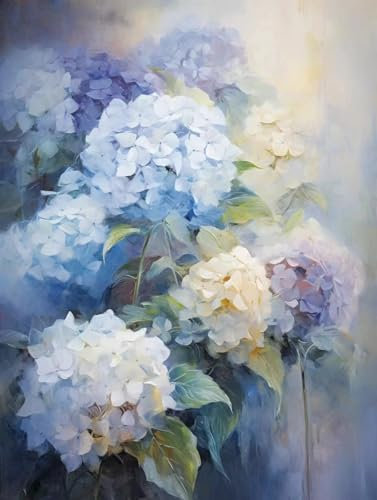 Taxpy Abstrakte Wanddekoration Blaue Hortensien,40 * 60cm Leinwand Bilder Kunstdrucke Wandkunst Leinwand Malerei Poster
