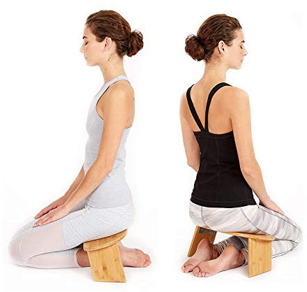 Samnuerly Achtsame und Moderne klappbare Meditationsbank mit arretierbaren Magnetscharnieren – Bambus-Kniehocker für Zen-Meditationshaltung – inklusive tragbarer Reise-Tragetasche