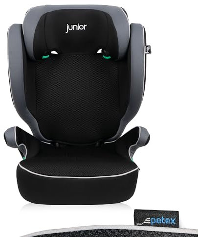 PETEX Auto-Kindersitz Basic i-Size Norm nach ECE R129 für Kinder von ca. 100-150 cm, höhenverstellbarer Kinderautositz in grau, 1 Stück