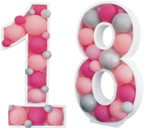 NUMERO 18 IN POLISTIROLO CONTENITORE PER PALLONCINI FIORI ETC. Misure 70 cm Alta x 50 cm. Larga Party Festa Art Balloon Pezzo Singolo