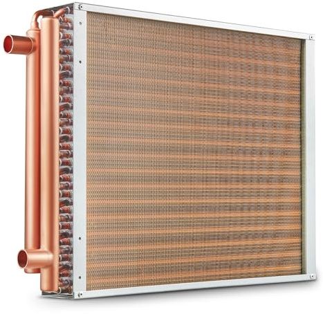 VEVOR Scambiatore di Calore Acqua-Aria, con Alette in Alluminio 242 per Forni a Legna Esterno, Riscaldamento e Raffreddamento Residenziale ad Aria Forzata Porte Rame 3 File 9,53 mm 45,72 x 50,8 cm