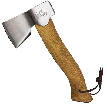 Prandi Segurin Carbon Steel Hatchet 0.88 lb - 11” Hickory Handle Camping Hatchet - Italian Crafted Bushcraft Tool for Outdoor Adventures