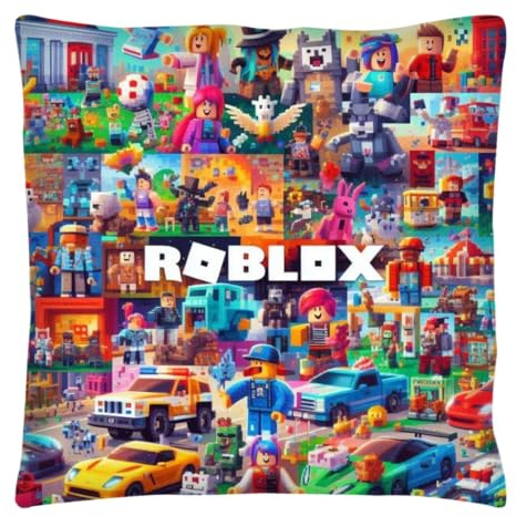 The Beach Stop Fun Video Game Character Accent Ro-blox Cushion Cover | Pop Art Home Decor | Gift Idea for Men Women Boys Girls | 45x45cm 18x18” | Ro-blox Theme