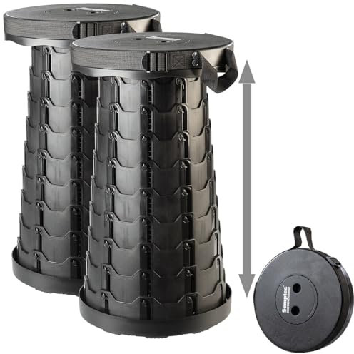 Semptec Urban Survival Technology Klapphocker: 2er-Set Tragbarer Teleskop-Hocker, höhenverstellbar, bis 200 kg (Mobiler Hocker, tragbarer Teleskophocker, Faltbarer)