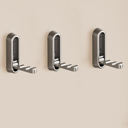 IRUGS Klappbar Haken, 3er-Pack Garderobenhaken, Kleiderhaken, Wohndeko, Garderobenleiste Für Eingangsbereich, Schlafzimmer, Wohnzimmer(Gray)