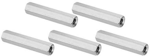 PATIKIL 1/4-20 UNC 304 Edelstahl Sechskant Kupplungsmuttern, 5 Stück 2/50mm Langmutter Gewindehülse Sechskantmutter Edelstahl Kupplungsmutter Gewindemuffe Gewindeeinsatz, Silberton