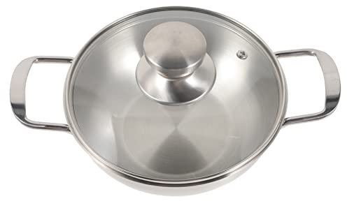 YARNOW Portable Outdoor Pot Stainless Steel Cooking Pot Metal Pan Easy Clean Non-stick Surface Cooking Tool for Home Restaurant Shop