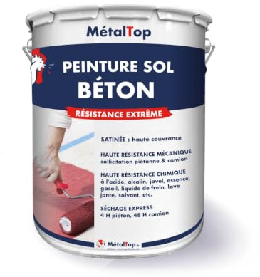 Metaltop - Peinture Sol Beton - Noir signalisation - RAL 9017-1 L - Protection et décoration pour sols en béton ou ciment