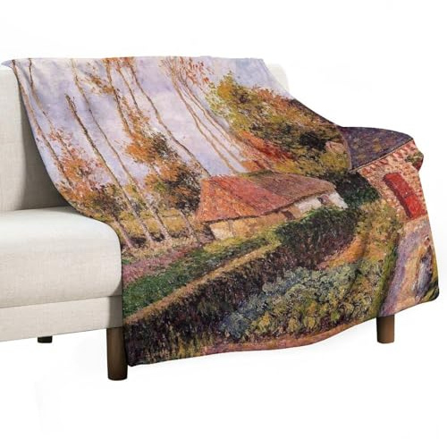 Cobija de franela de forro polar de franela súper suave y cálida de la pintora Pissarro Varangev, para todas las estaciones, para cama, sofá, 40 x 50 pulgadas