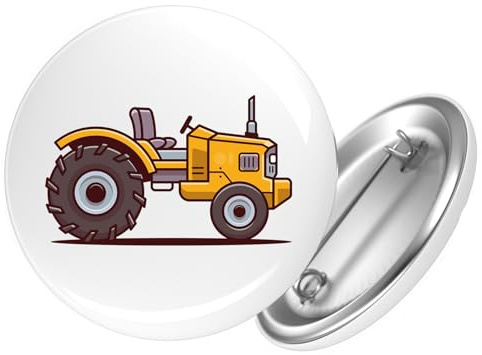 Huuraa Button Traktor Trecker 25mm rund mit Sicherheitsnadel Ansteckbutton Geschenkidee