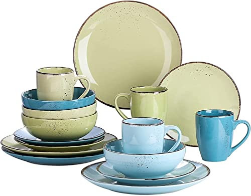 Dinnerware Set Luxury Family Dinner Service Set, 16/32-Piece Ceramic Dinnerware Set with Dinner Plate, Dessert Plate, 800ml Bowl, Porcelain Dinnerware,16 Piece