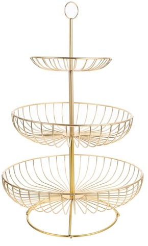 Cabilock Panier À Fruits Métal Niveaux Support De Rangement Multifonctionnel Pour Fruits Et Légumes Design Aéré Pour Cuisine Étagère Pratique Métal Doré