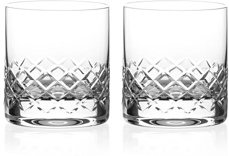 DIAMANTE Grosvenor Lot de 2 verres à whisky en cristal taillés à la main sans plomb 310 ml